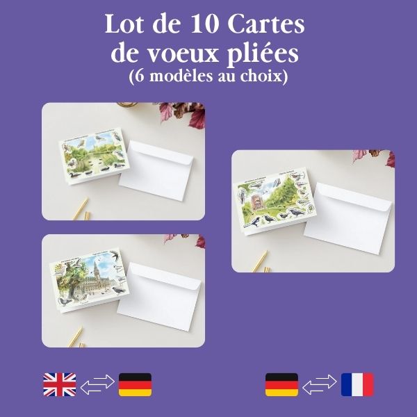 Lot de 10 Cartes de voeux avec enveloppes - 6 Modèles